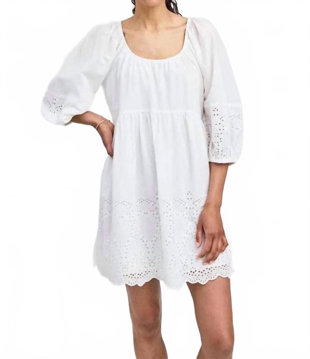 NEW GENTLE FAWN coralina embroidered eyelet dress in white